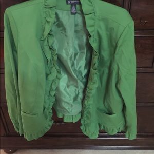 Inc Blazer with ruffle detail